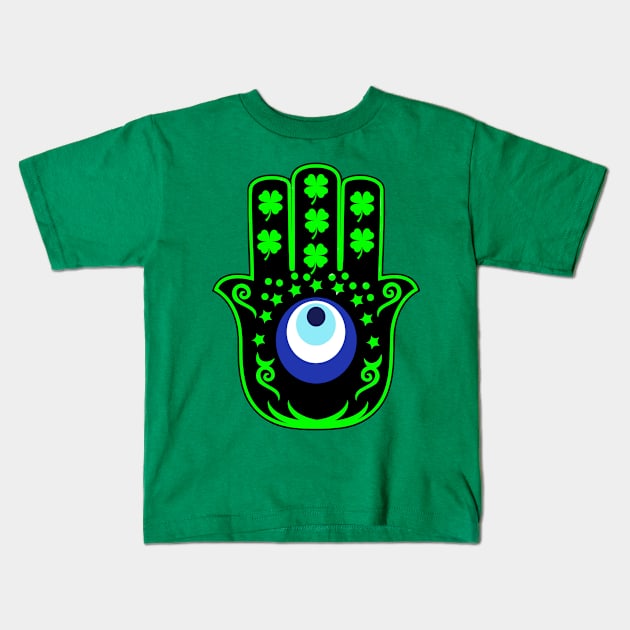 St Patricks day Hand of hamsa Kids T-Shirt by livania